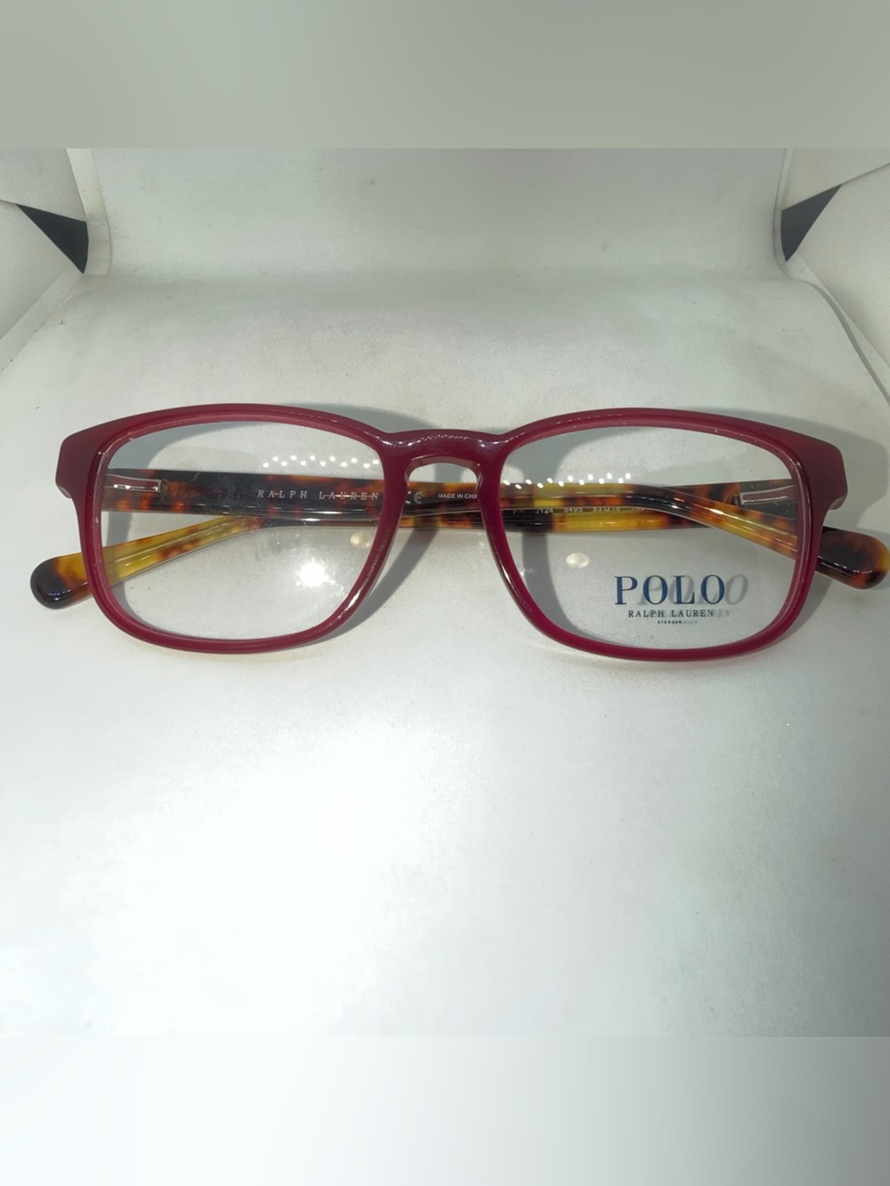 Polo by Ralph Lauren Men's Burgundy Frame Glasses with Tortoiseshell Temples